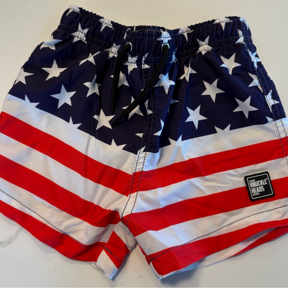 Knuckleheads American Flag Swim Shorts, 4 years